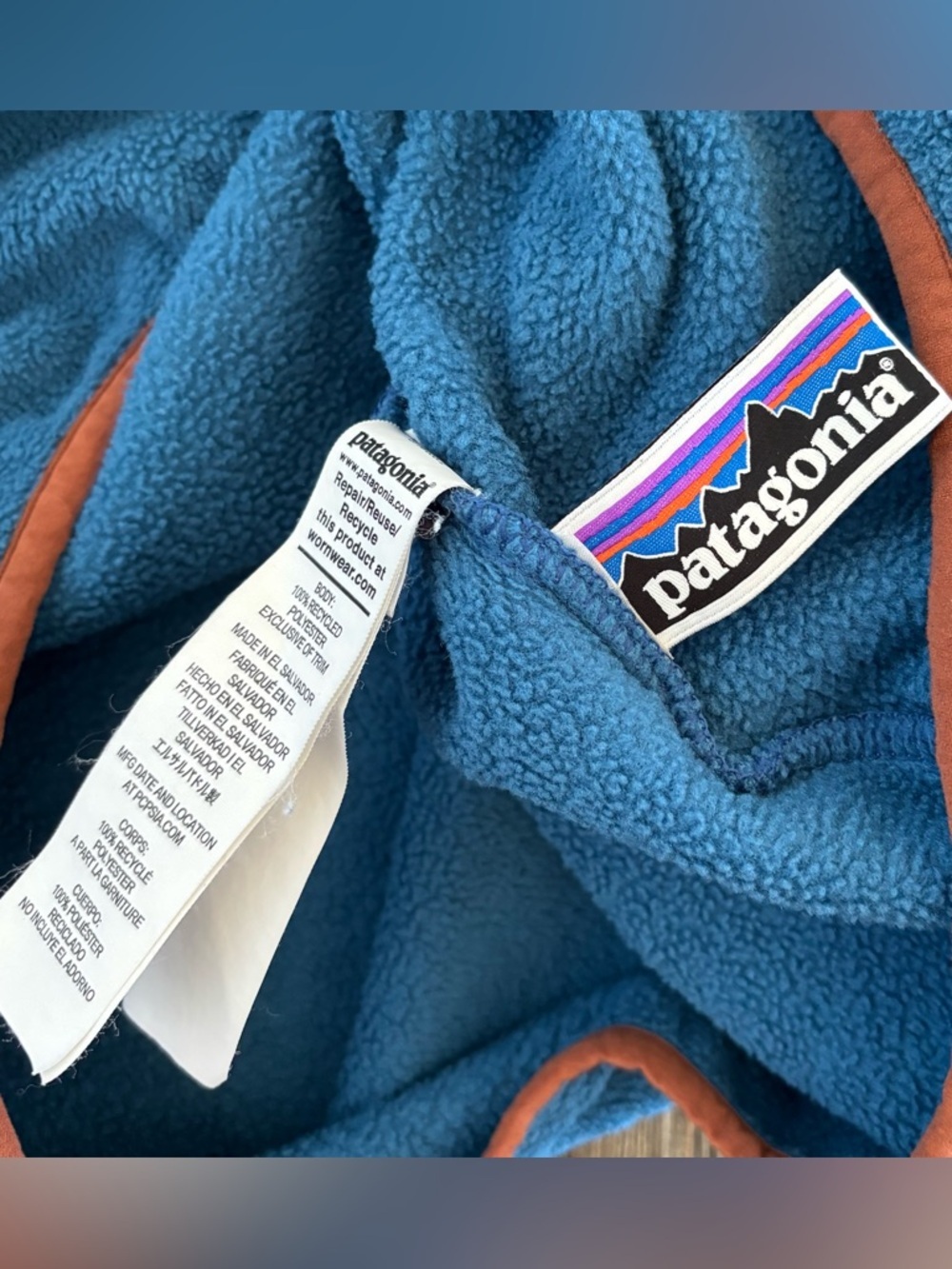 Patagonia Synchilla Snap-T Fleece Pullover Kids Lg (12) Wavy Blue Lightweight - Picture 7 of 11